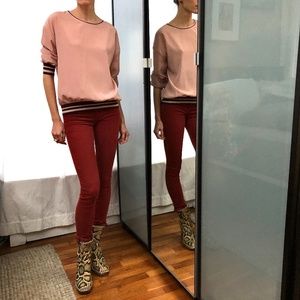AG Skinny stretch corduroys in red / rust 24R